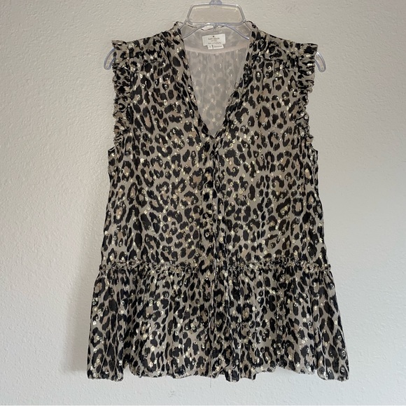 Kate Spade Leopard Clip Dot Print Silk Blouse Sz S - Picture 4 of 11